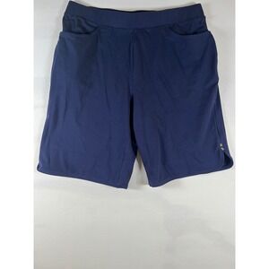 Weekends by Chico's Navy Blue Bermuda Shorts Size 1 Snap Detail Side Pockets